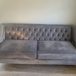 Used-New Love Seat Velvet Grey Couch 