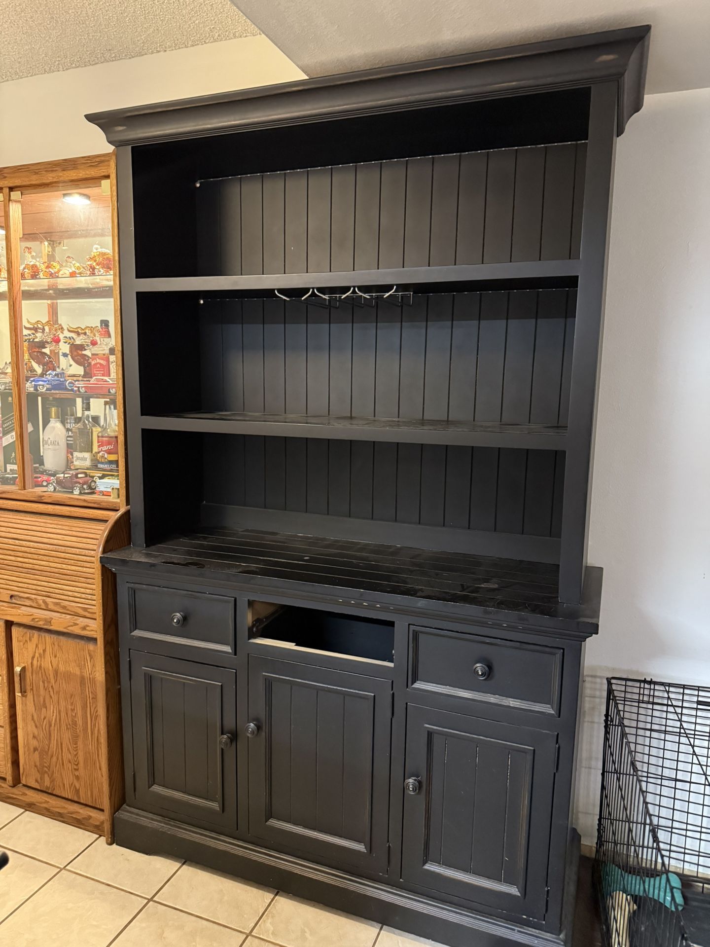 Black Shelf With Wine Glass Holder