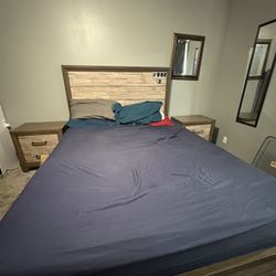 QUEEN BED FRAME AND 2 NIGHT STANDS