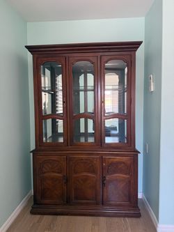 Wood China Cabinet with Glass Doors