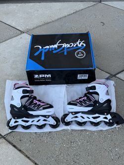 2PM SPORTS Cytia Pink Girls Adjustable Illuminating Inline Skates with Light up Wheels, Fun Flashing Beginner Roller Skates for Kids (US 3-6)
