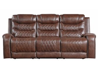 Putnam Brown Reclining Sofa with Drop Down Table