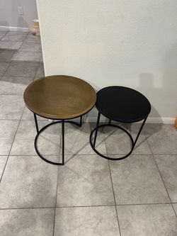 Set of 2 Round Metal Side Tables crate & barrel