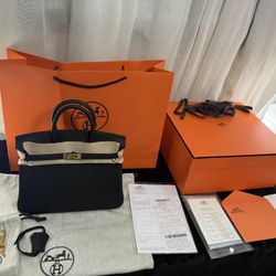 Hermes Birkin 25 - Togo Leather  Black & Gold | Full Set | Brand new