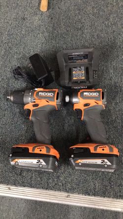 Ridgid 18v Tool Kit Subcompact Brushless Drill & Impact Driver 2 Batteries & Charger