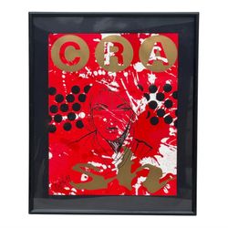 🟥 1999 Signed Pop Art Print – 30″ × 38″ – Red / Gold / Black – Framed