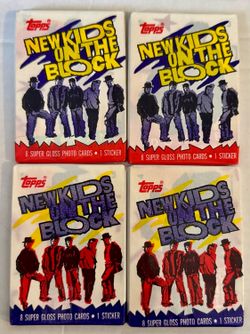 1989 Topps New Kids on the Block Trading Cards Wax Packs Factory Sealed Lot of 4
