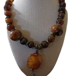 Vintage Brown Gemstone Necklace 