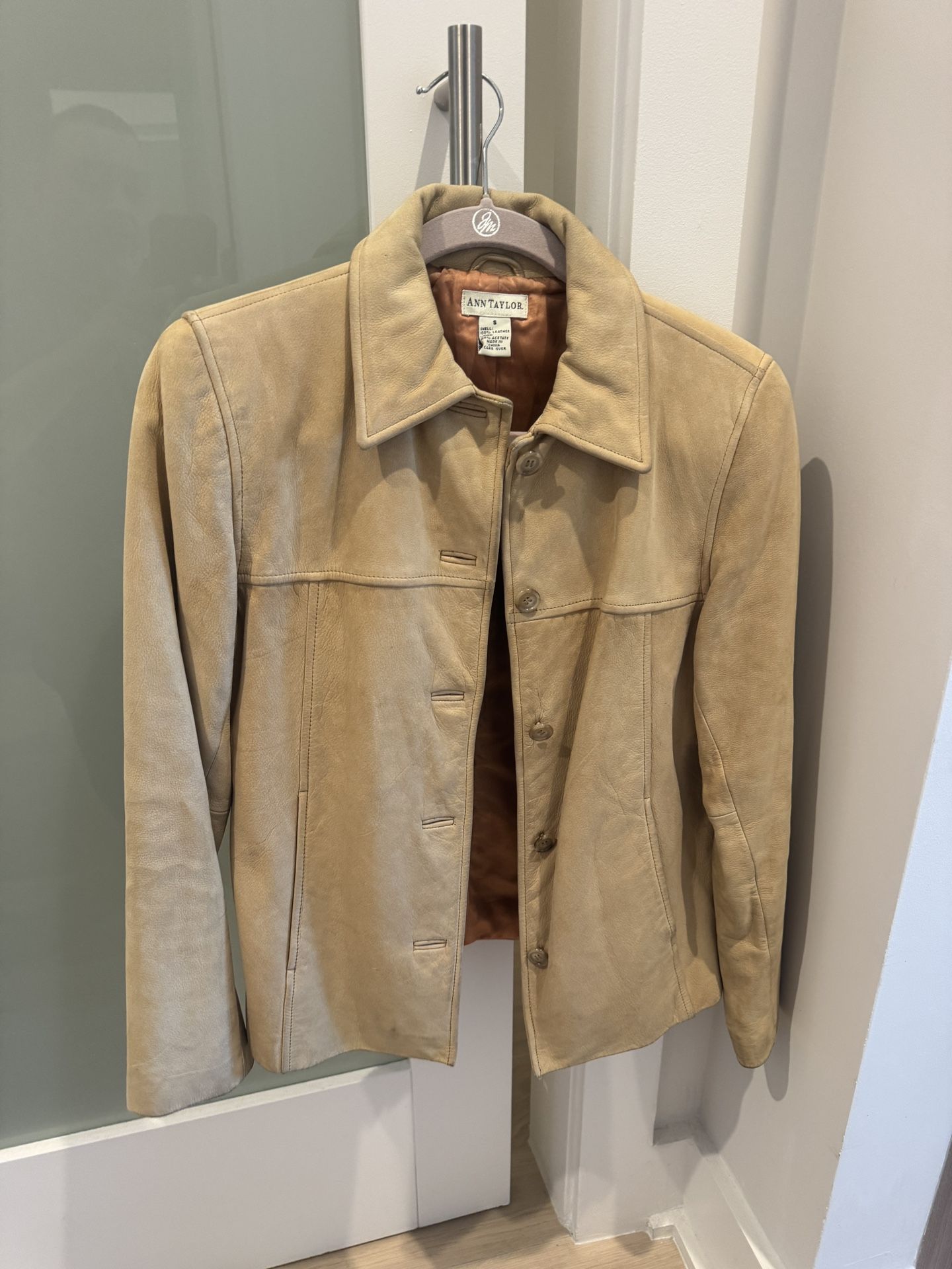 Vintage Ann Taylor Tan Leather Jacket - Size Small ($75)
