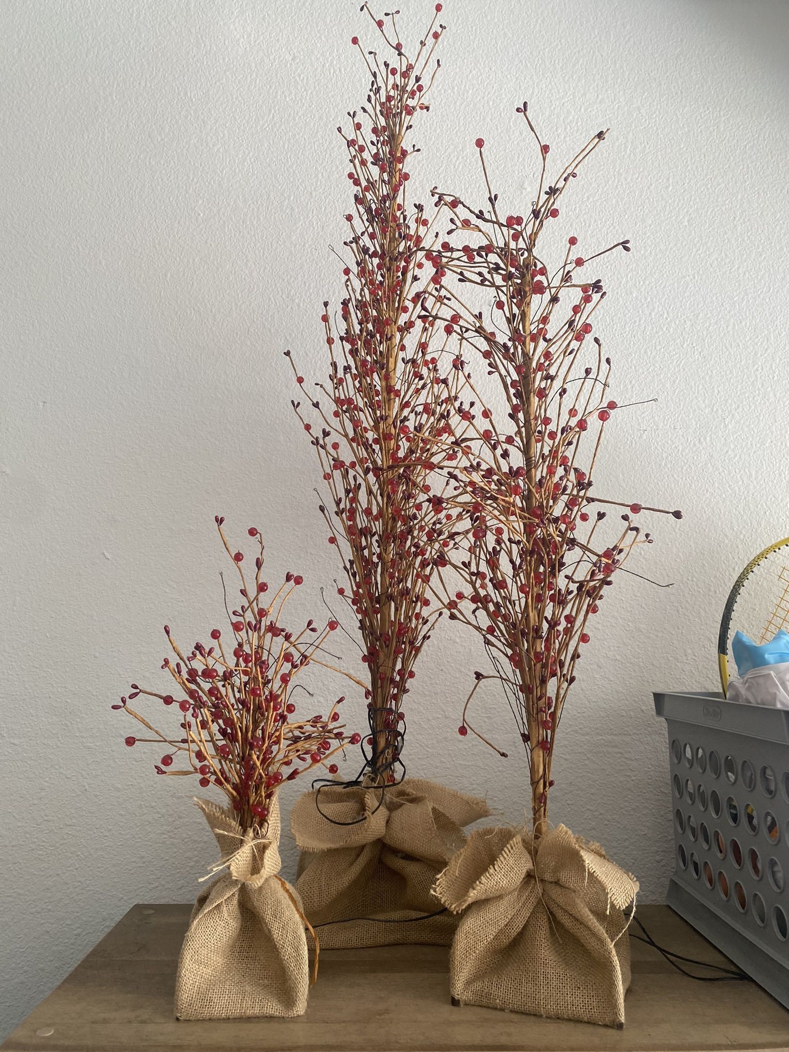 Beaded Berry Branch Trees (set of 3)