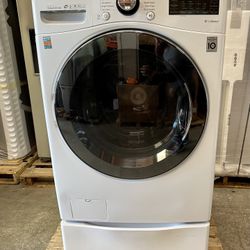 LG 4.5 cu. ft. Wi-Fi Enabled Front Load Washer with Pedestal WM3900HWA