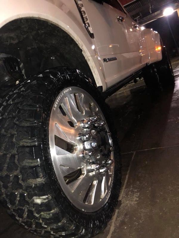 26' American force dually wheels on 37s furry mud tires ...