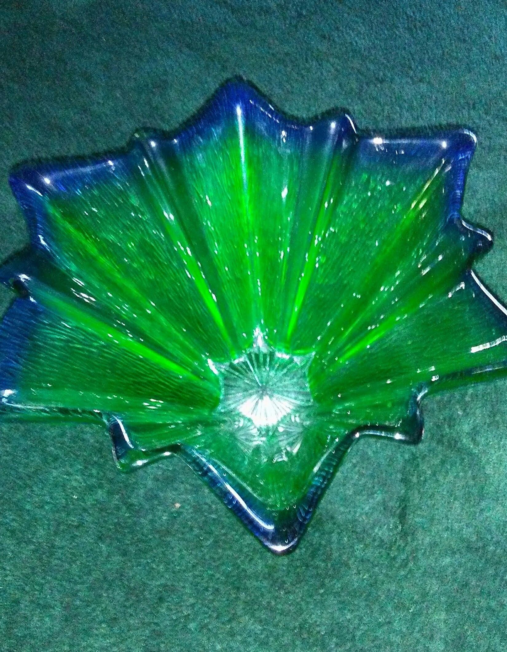 2 Items, Glass Case and Custom Handmade Glass Bowl, Very High Quality, Extremely Fancy, Perfect Condition, No Scratches, etc... - 7" Tall 14" Round