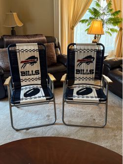RARE Pair – Vintage Buffalo Bills Handmade Macramé Folding Chairs (1990s)