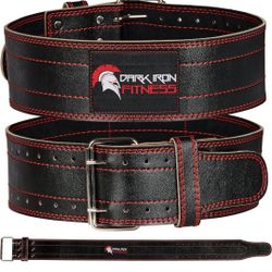 Dark Iron Fitness Weight Lifting Belt for Men & Women - 100% Leather Gym Belts for Weightlifting, Powerlifting, Strength Training, Squat or Deadlift W