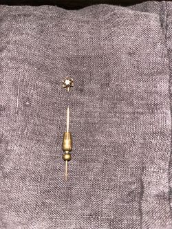 Antique 14K Gold & Diamond Starburst Stick Pin with "Hold-On" Safety Clutch