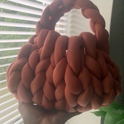 Small Orange Hand Knitted Handbag