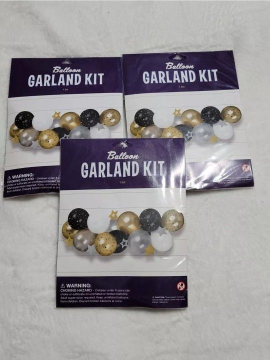 Lot Of 4 Black Gold Confetti Garland Balloons Kit 12 Inch Balloons
