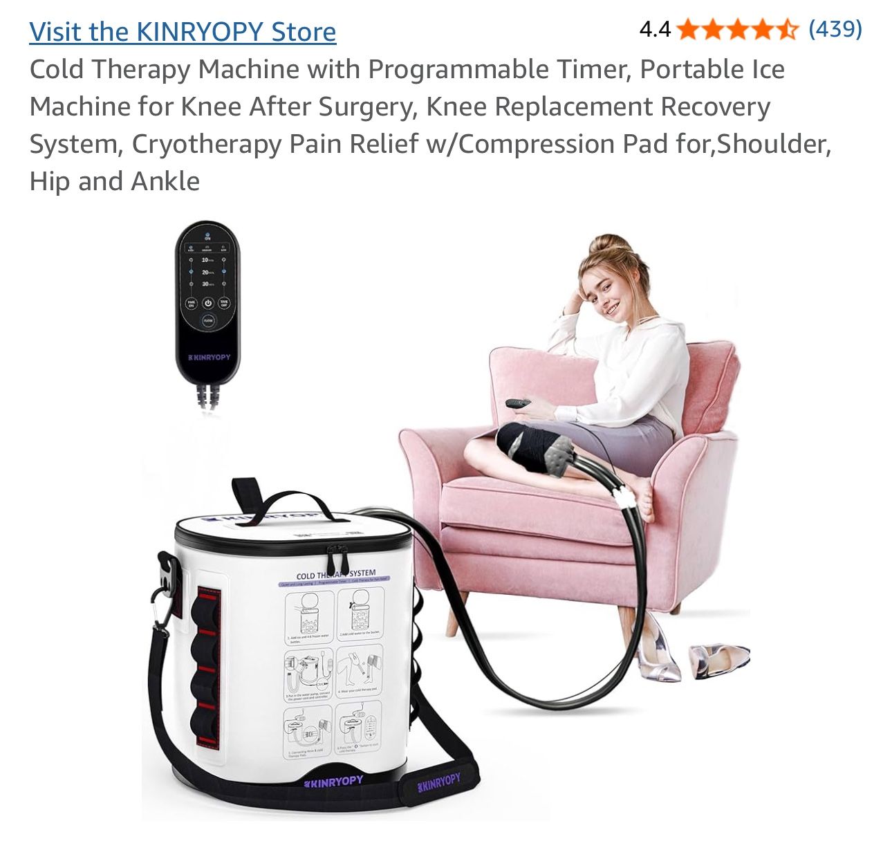 Cold Therapy Machine with Programmable Timer, Portable Ice Machine for Knee