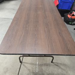 Heavy Duty Wood Top Table With Metal Folding Legs