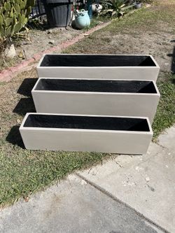 Modern Rectangular Concrete Planters-Rectangular Window Pots-($300 set of 3)