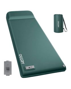OGERY 3.15" Memory Foam Sleeping Pad, Self-Inflating with Electric Pump - Green