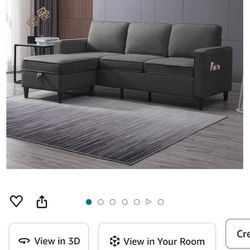 L Shaped Sofa With Reversible Ottoman