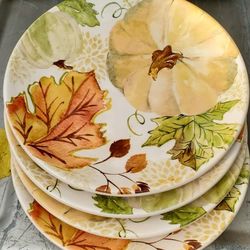 Botanical Harvest Pumpkin stoneware salad plates