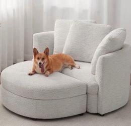 Holley Oversized Fabric Accent Chair with Storage Ottoman