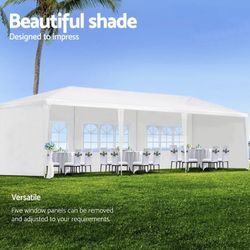 Outdoor Gazebo 10 x 30ft White Heavy Duty Canopy Event Tent with 5 Removable Sidewalls for Party Wedding Tent Pavilion Bea