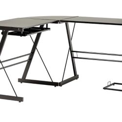 L-Shaped Glass Top Desk