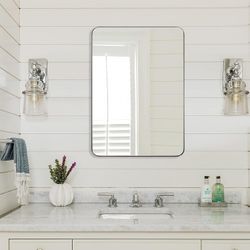 Stainless Steel Metal Frame Bathroom Wall Mirror 20x28”