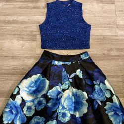 Beatiful Blue Floral 2pc Dress
