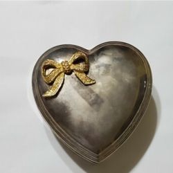 Vintage 1950s Silver Heart Jewelry Box 