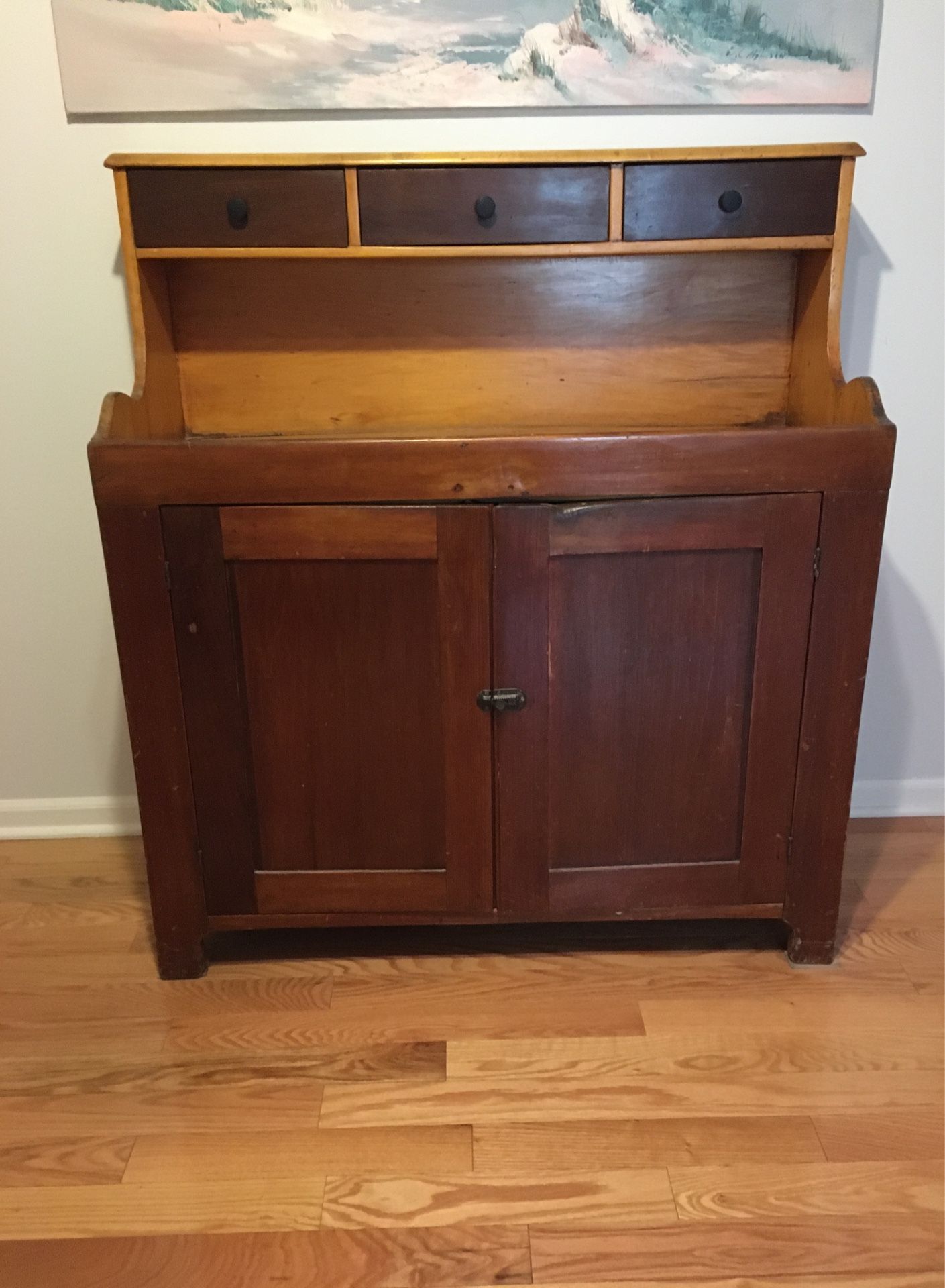 Solid walnut antique high sink.