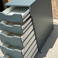 IKEA ALEX Drawer unit, gray-turquoise 14⅛x27½" 5 Drawer Storage Preowned 