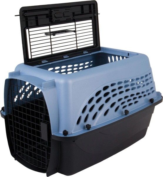 Petmate Two Door Top Load Dog & Cat Kennel, Blue, 24 inches, up to 15-lbs