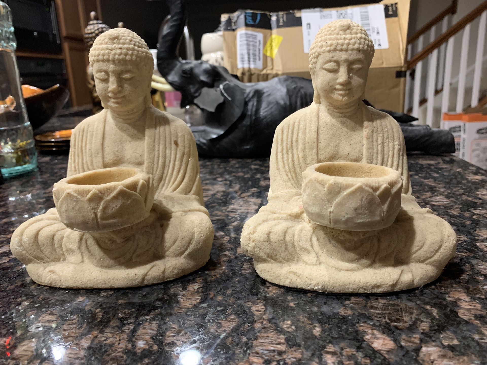 Cream Buddha Candle Holders