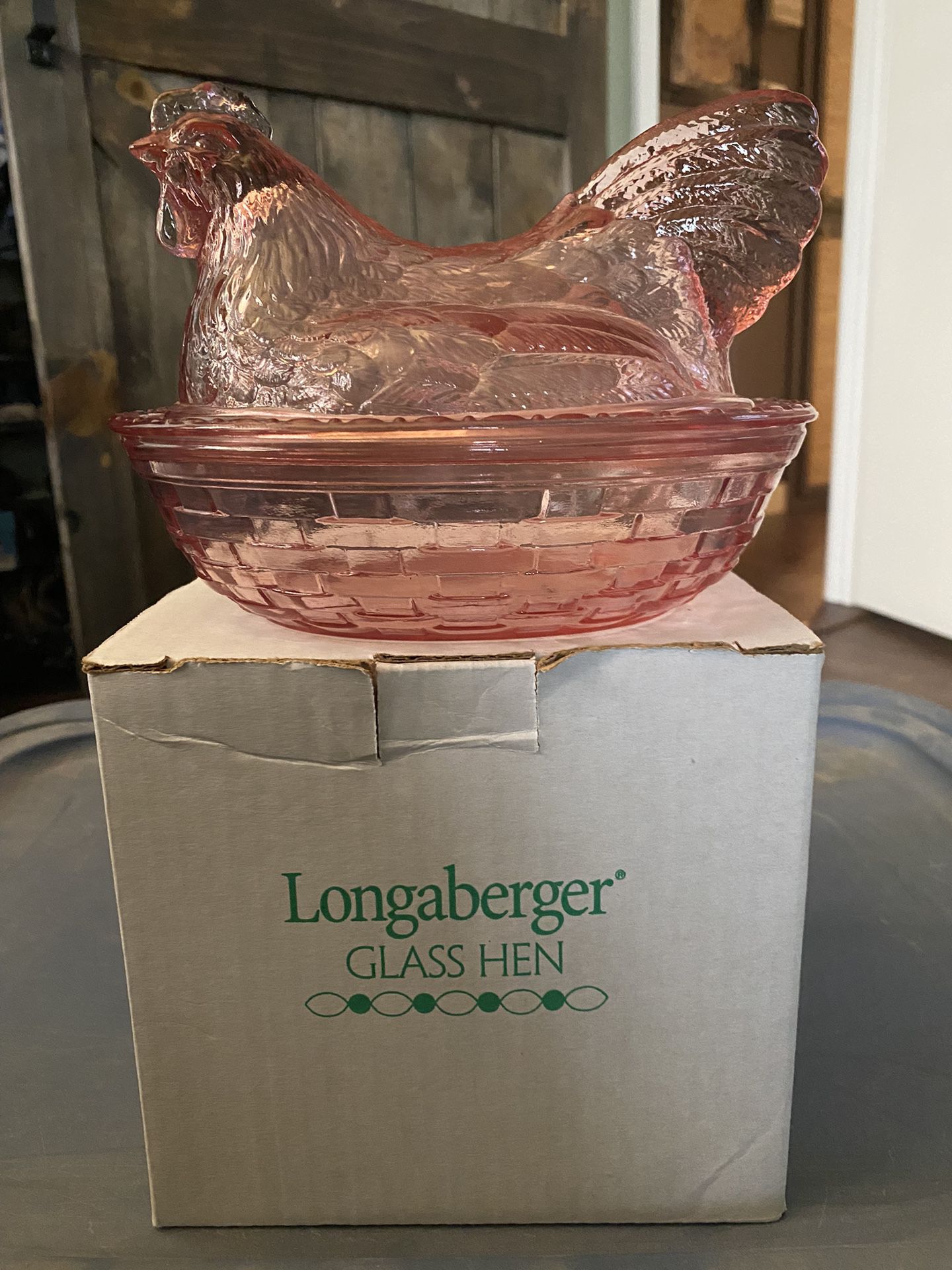 Glass Easter Longaberger Chicken  Dish