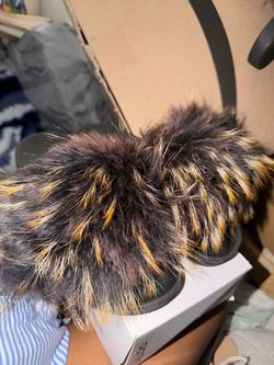 Fur slides women size 11