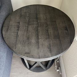 Gray Round End Table