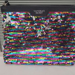Clutch Handbag Victoria's Secret Sequin Multi color Silver to Rainbow