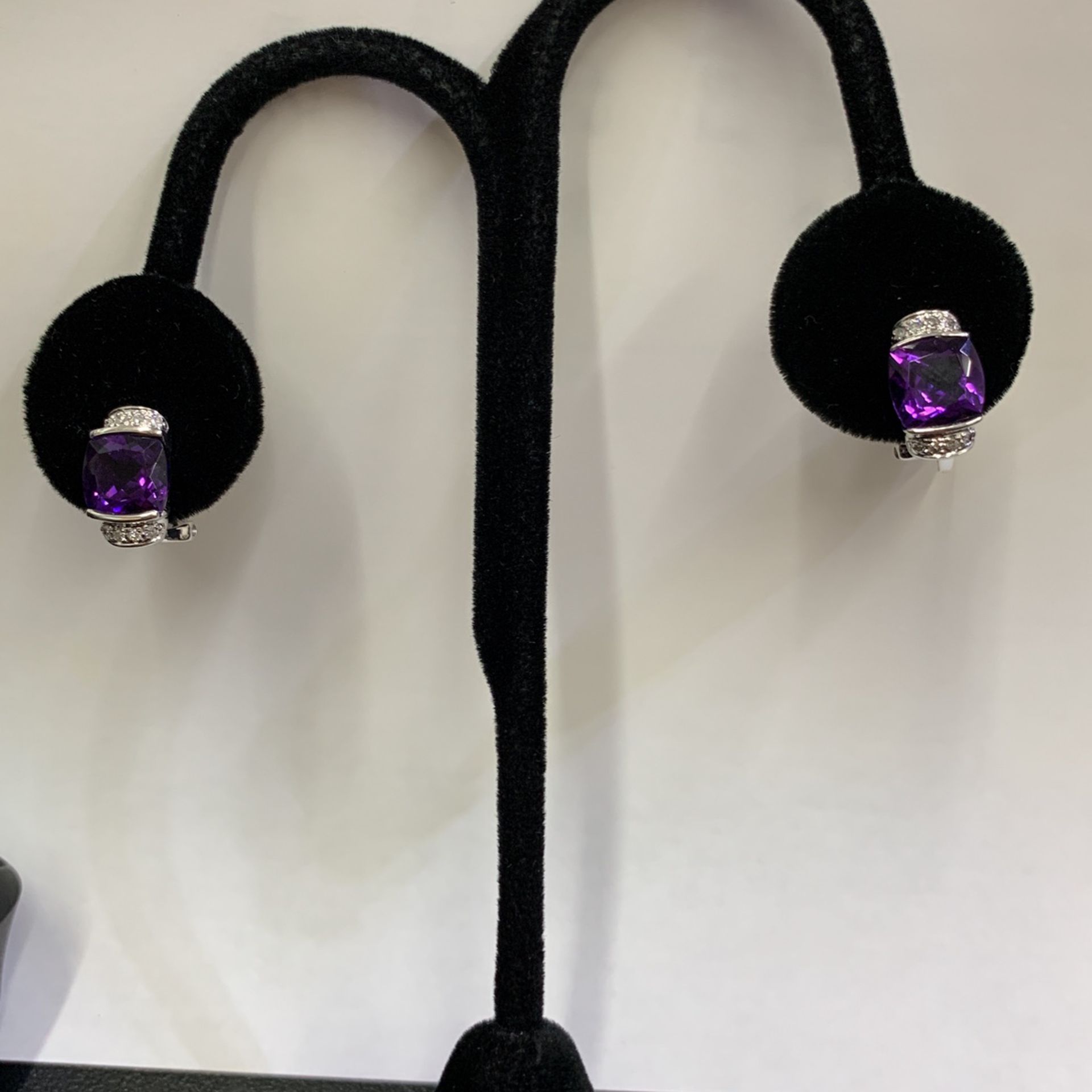 14k WG Diamond/ Purple Stone Earrings 