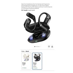 Brand new Open Ear Headphones,Over Ear Earbuds with Ergonomic Earhook,Bluetooth Headphones 5.4 with Smart Digital Display,40H Playtime,IPX6 Waterproof