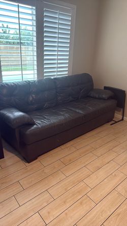 Dark Gray Leather Tufted Sofa