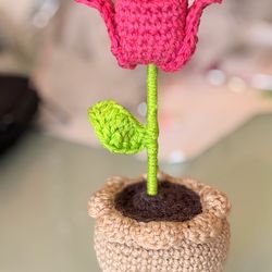 Brand New, Crocheted Tulip Potted Plant