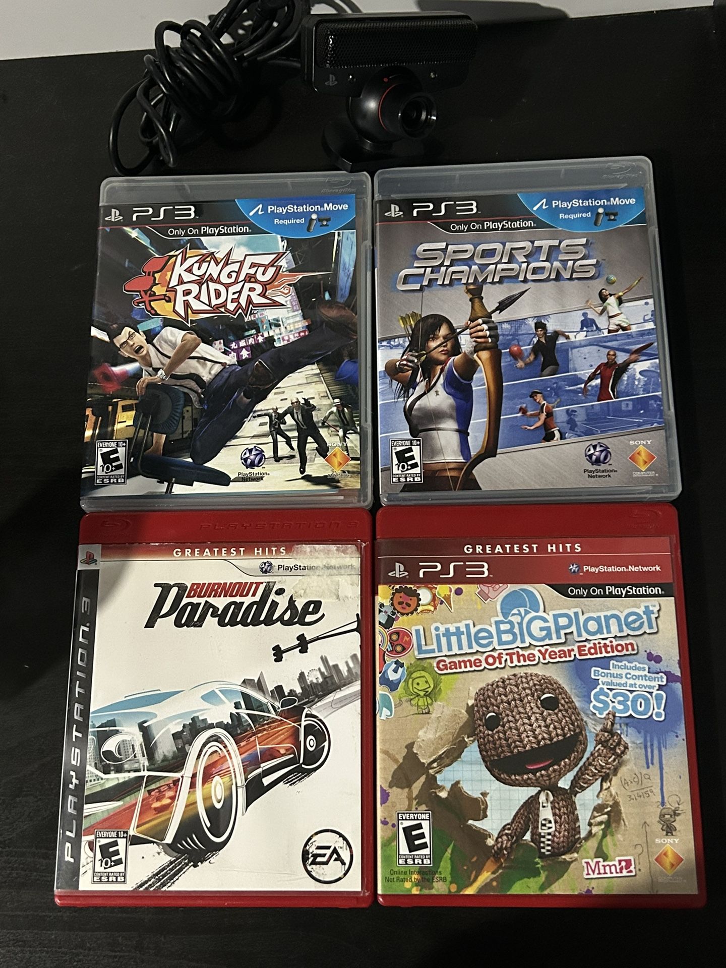 PS3 games and a move motion eye camera