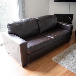 Brown leather couch