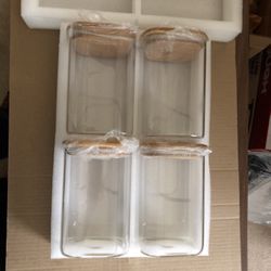 Set Of 4 Glass Kitchen Storage Containers