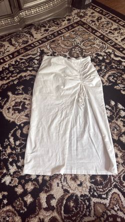 Long white skirt with slit
